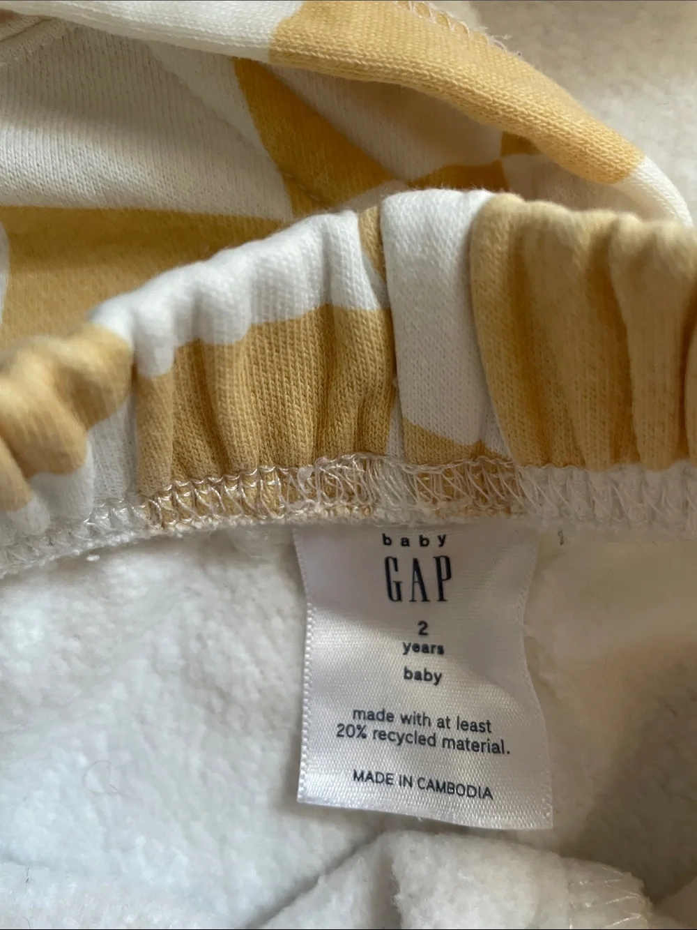 GAP Yellow and White Checkerboard Hoodie & Joggers Set 2T